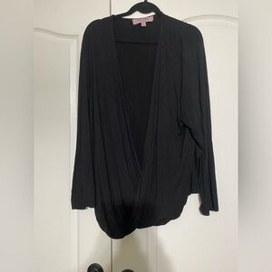 Nicole Richie Black Draped Long Sleeve Top Women’s Size 2X